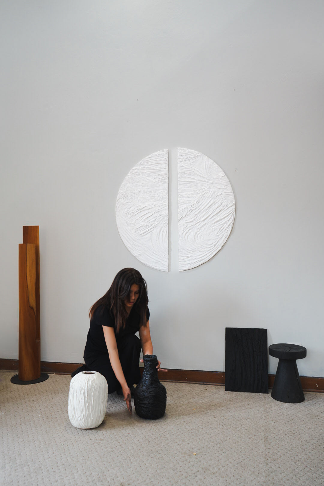 Jarrón Escultórico en Textura Orgánica negra
